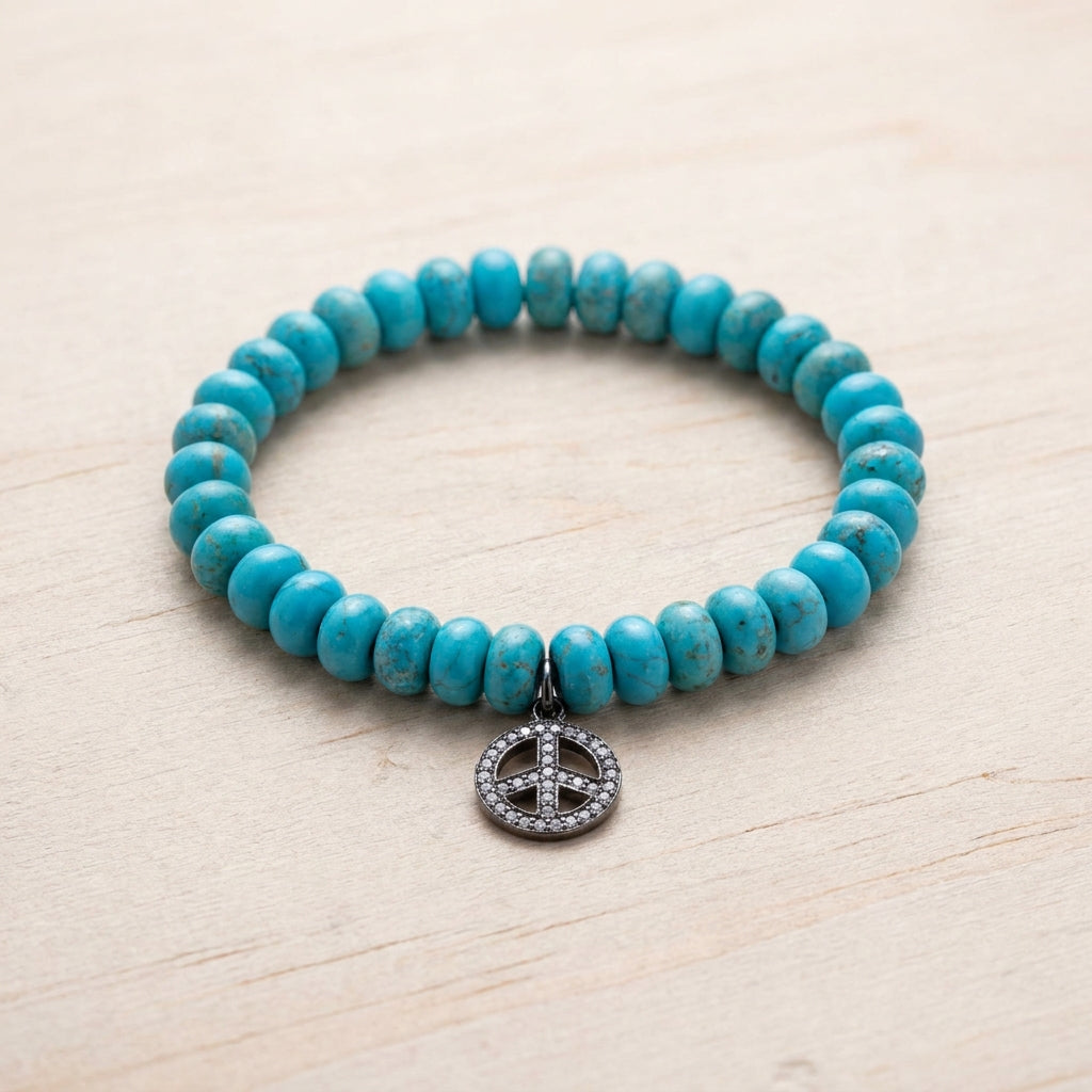 Turquoise Peace Charm Bracelet