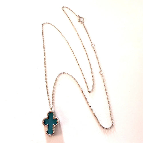 Divine Elegance Turquoise Cross Necklace