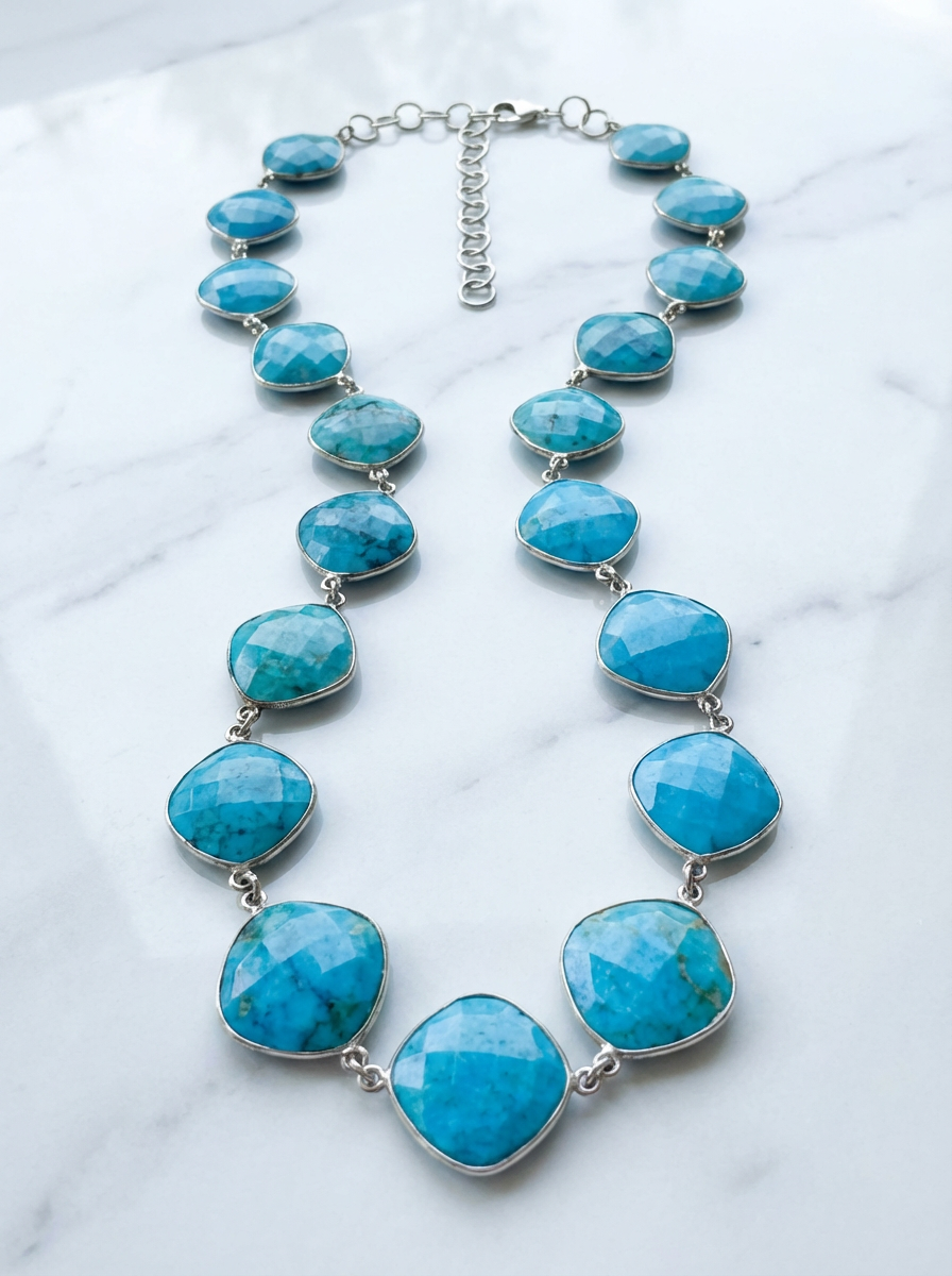 Turquesa Bold Turquoise & Sterling Silver Statement Necklace
