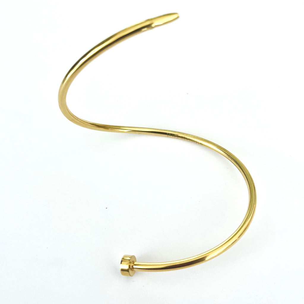 Twisted Nail Bracelet - Stainless or 18 K Gold Stainless Steel