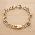 Two-Tone Paperclip & Beaded Chain Link Bracelet
