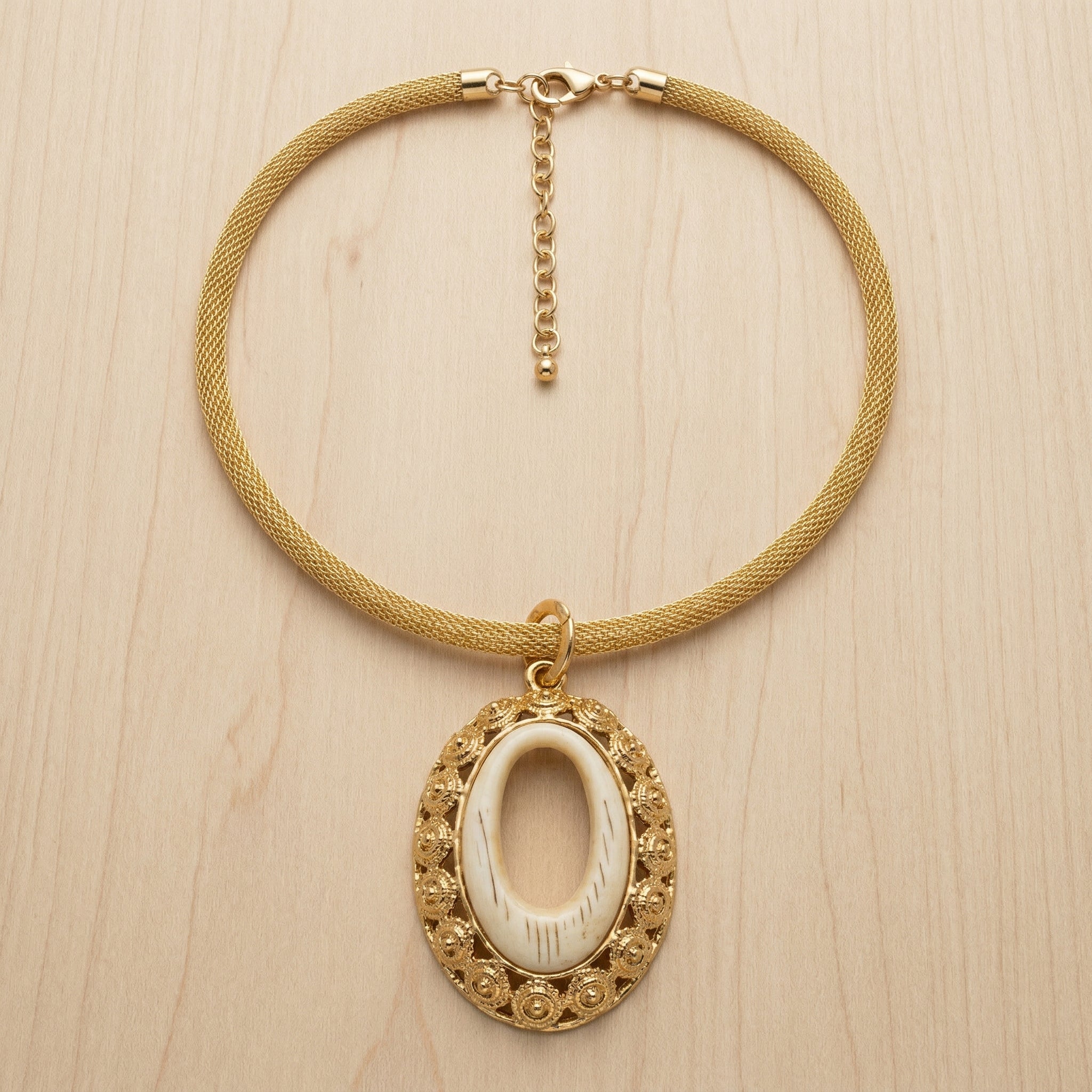 One-of-a-Kind Gold-Filled Natural Bone Pendant Necklace