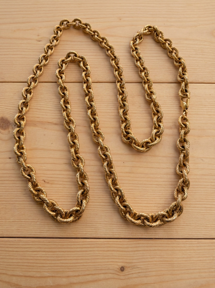 Treccia Vintage Gold Filled Twisted Rope Link Necklace