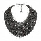 Midnight Crystal Mesh Collar Necklace