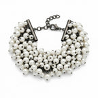 Vintage White Pearl Cluster Cuff Bracelet - One of a Kind