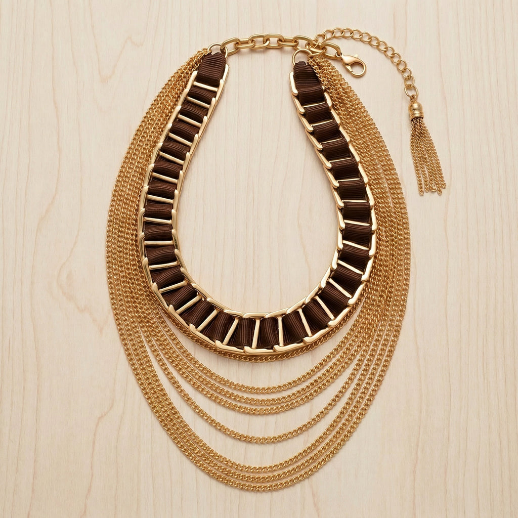 Sable Cascade One-of-a-Kind Vintage Gold-Filled Ribbon Necklace
