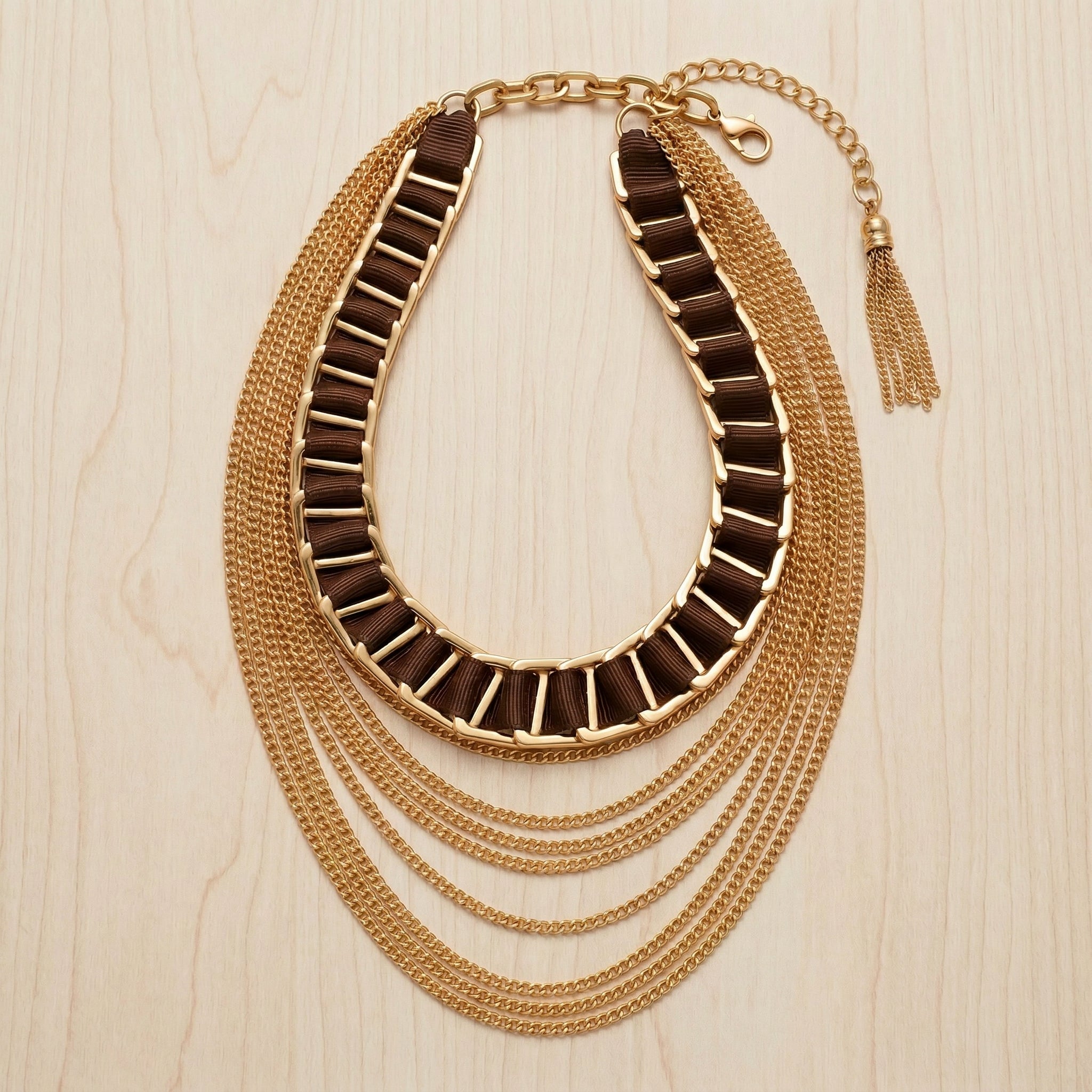 Sable Cascade One-of-a-Kind Vintage Gold-Filled Ribbon Necklace