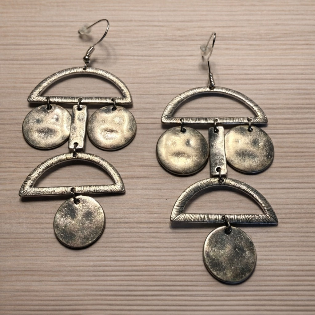 Totem Geometric Coin Dangle Earrings