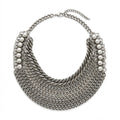 Empress Vintage Silver Multi-Strand Pearl Bib Necklace