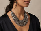 Empress Vintage Silver Multi-Strand Pearl Bib Necklace