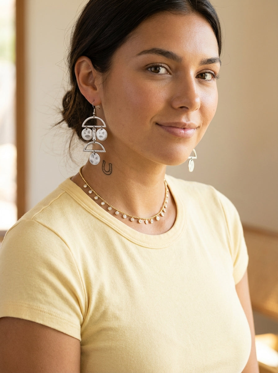 Totem Geometric Coin Dangle Earrings