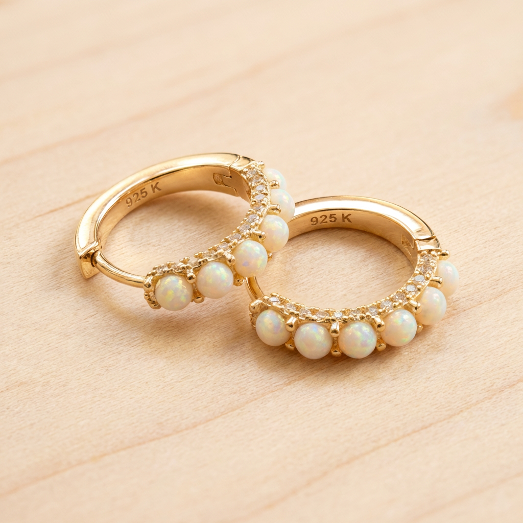 Opal Hoop Earrings