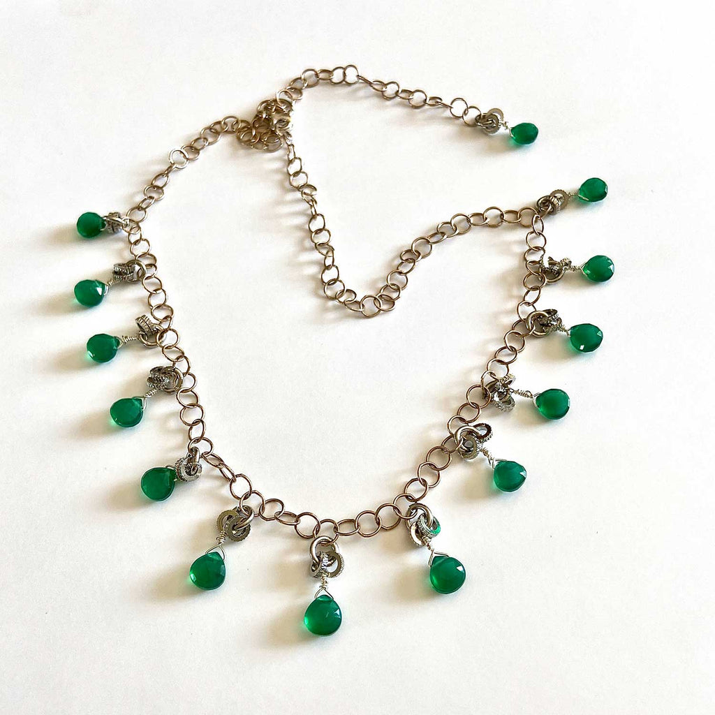 Emerald and Silver Necklace