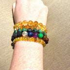 Golden Chalcedony Faceted Meditation Bracelet – Genuine Yellow Chalcedony