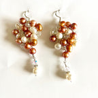 Copper & Cream Pearl Bouquet Drop Earrings