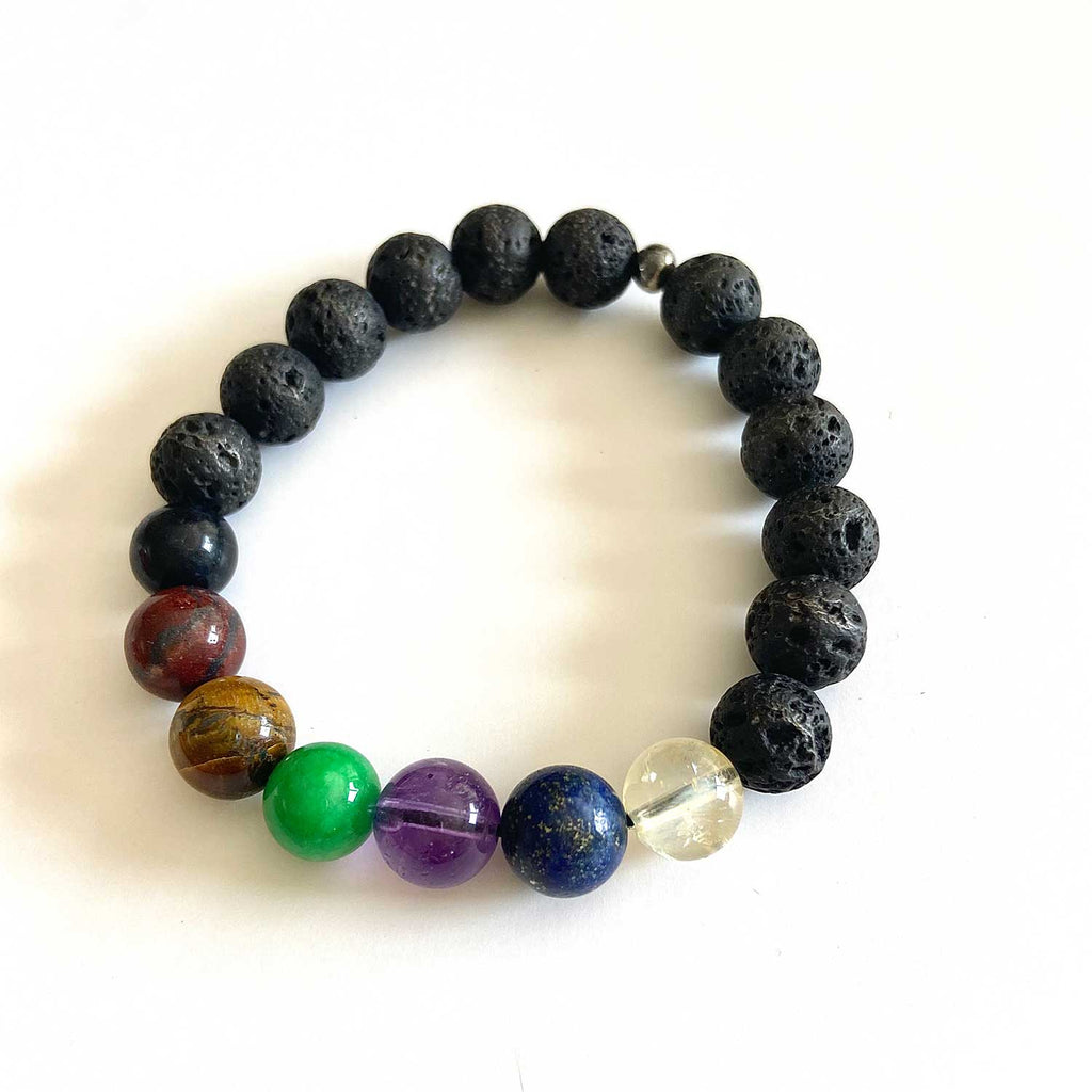 Sacred Stone Chakra Lava Bead Bracelet