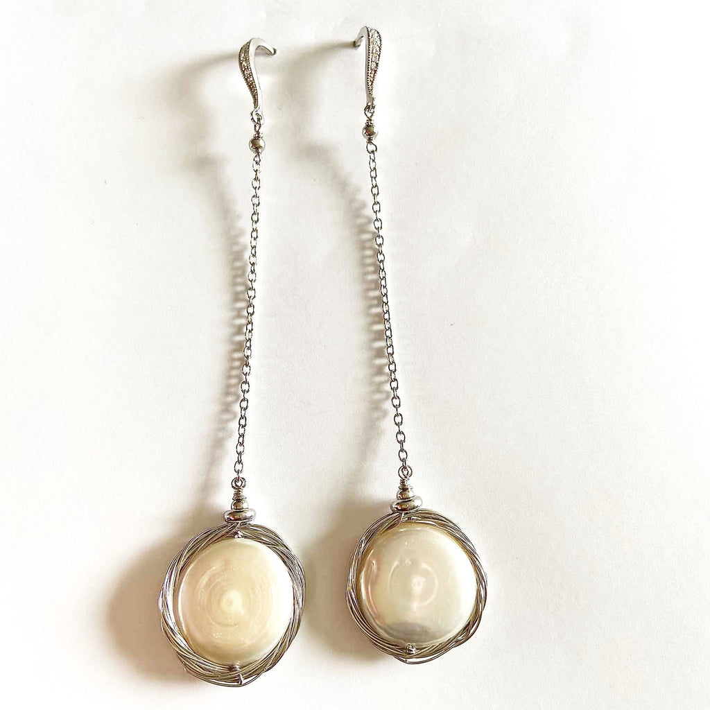 Cultured Coin Pearl Earrings