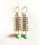 Chrysoprase & Fishbone Chain Drop Earrings