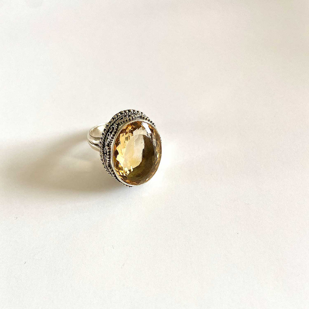 Faceted Citrine Sterling Silver Ring