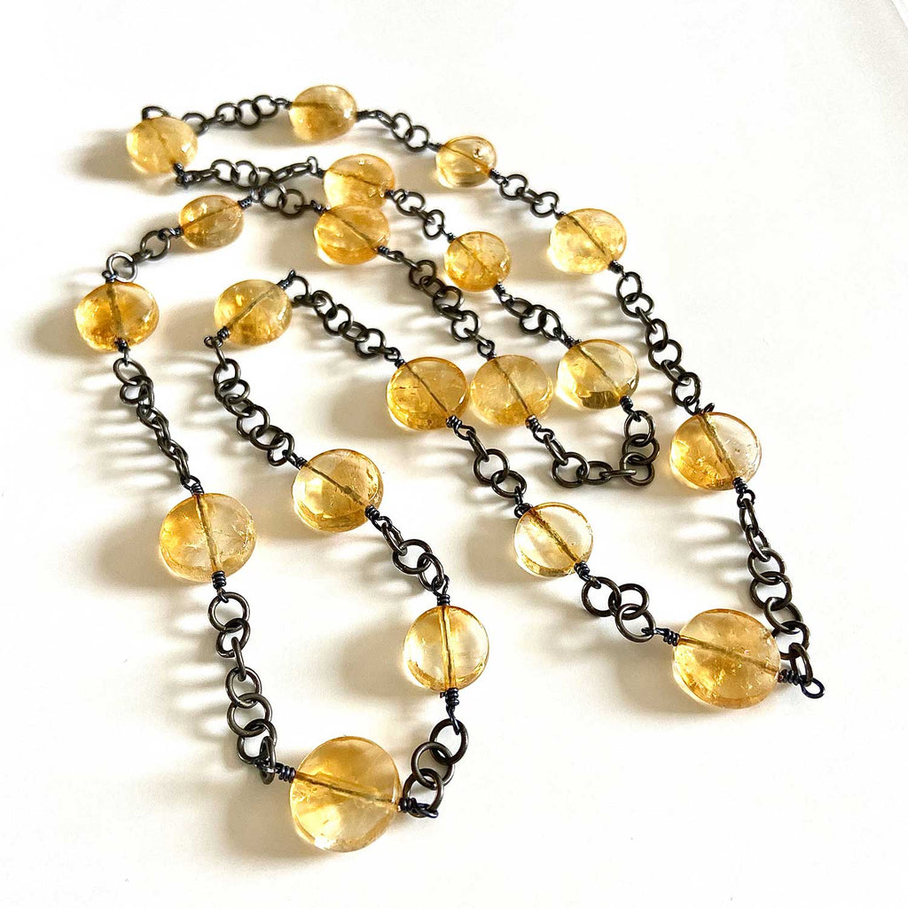 Citrine and Oxidized Silver Necklace
