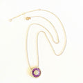 Aurora Amethyst Baguette Halo Disc Necklace