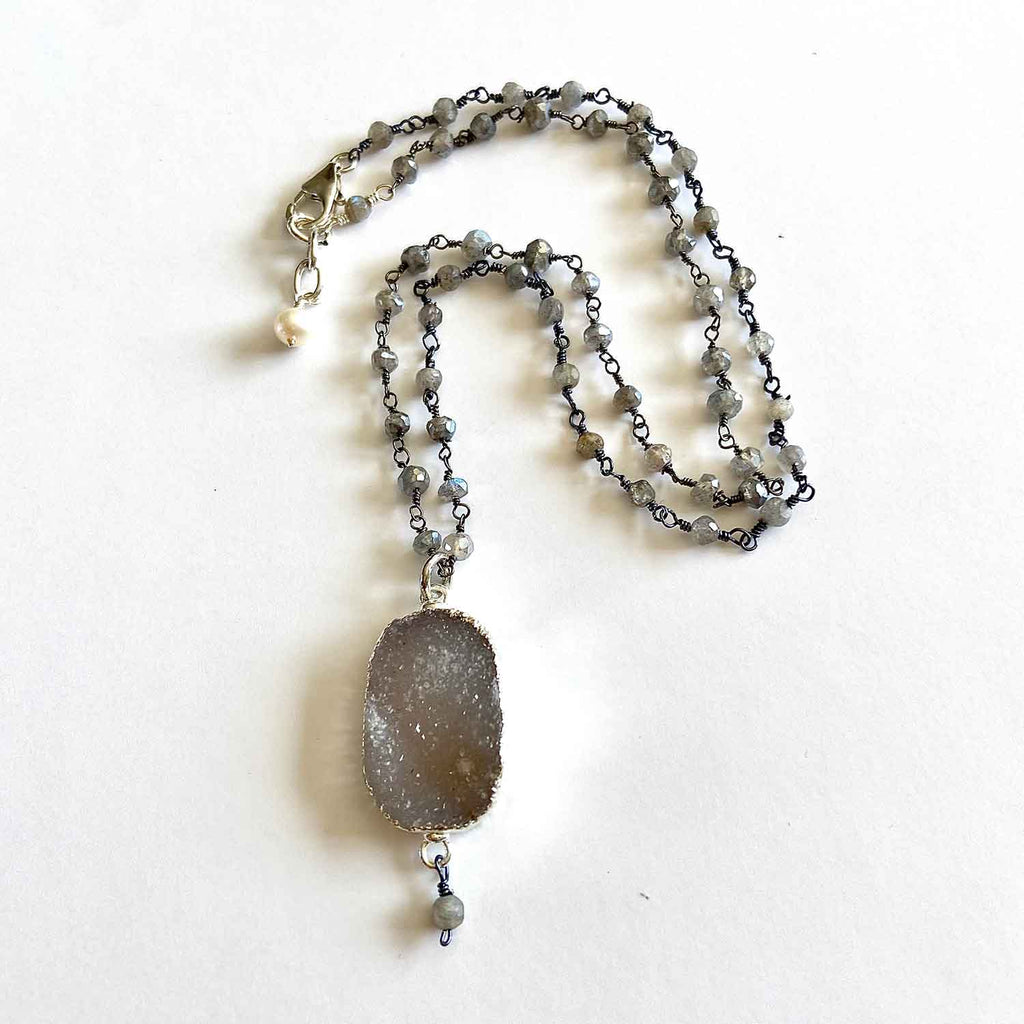 Kyanite and Druse Necklace