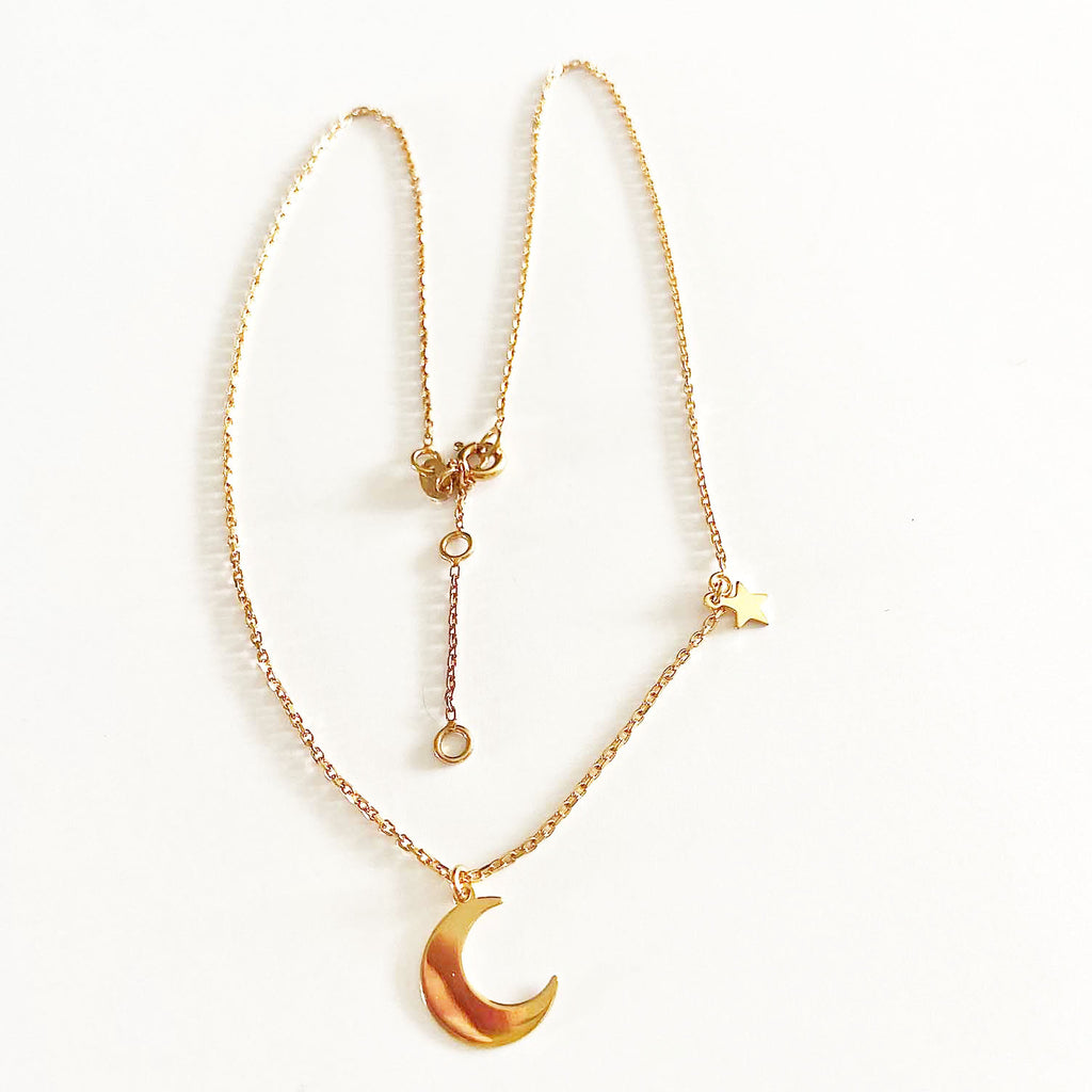 Single Moon and Star Necklace