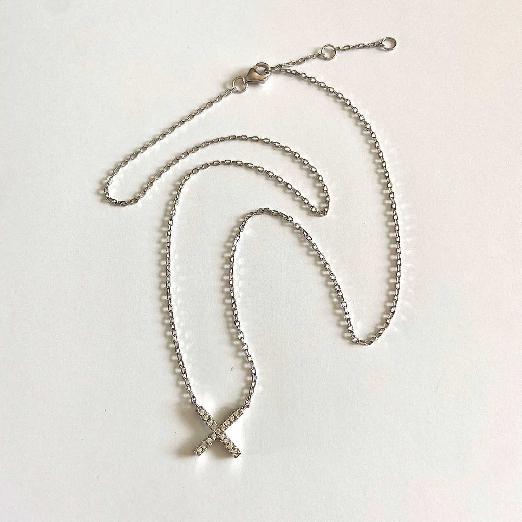 Silver Side-Cross Necklace