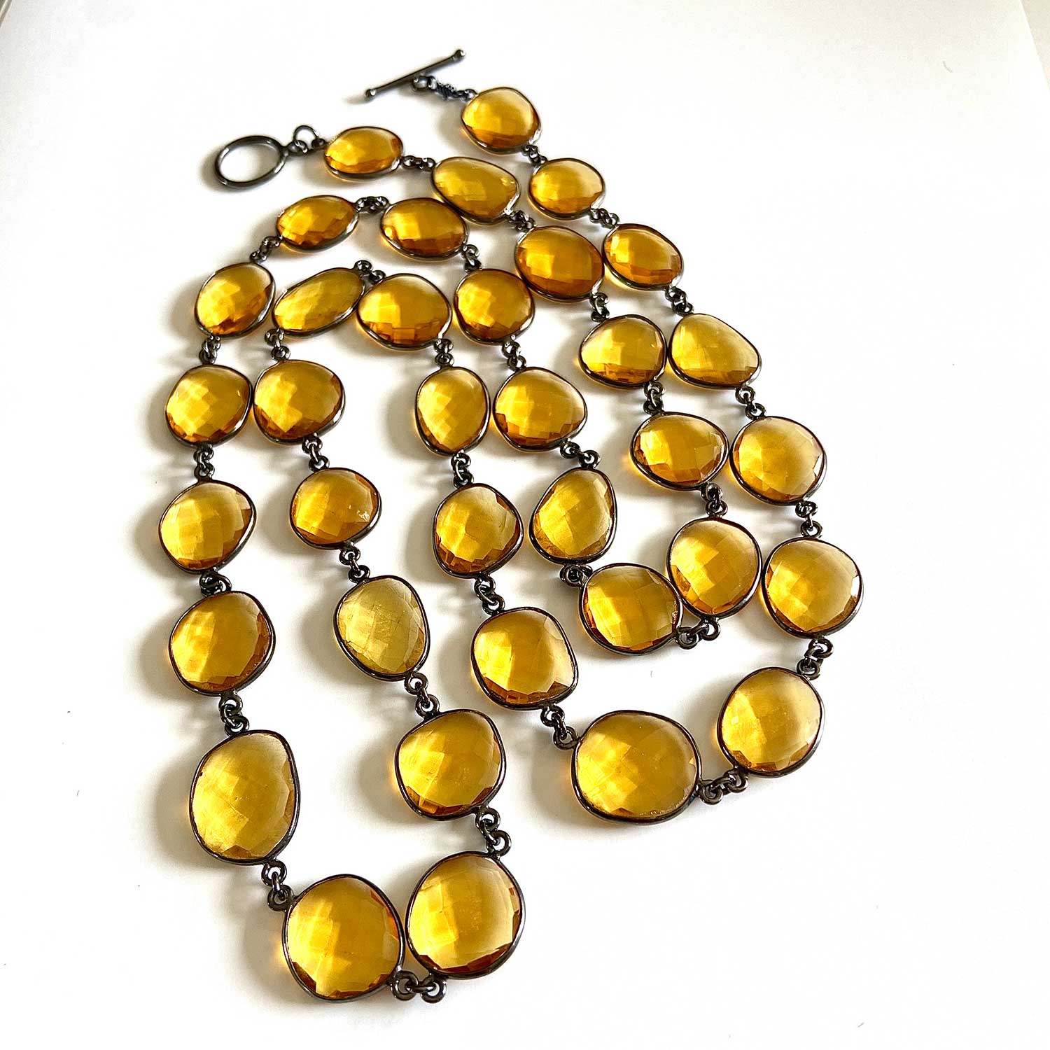 Golden Hour Long Citrine & Oxidized Silver Necklace