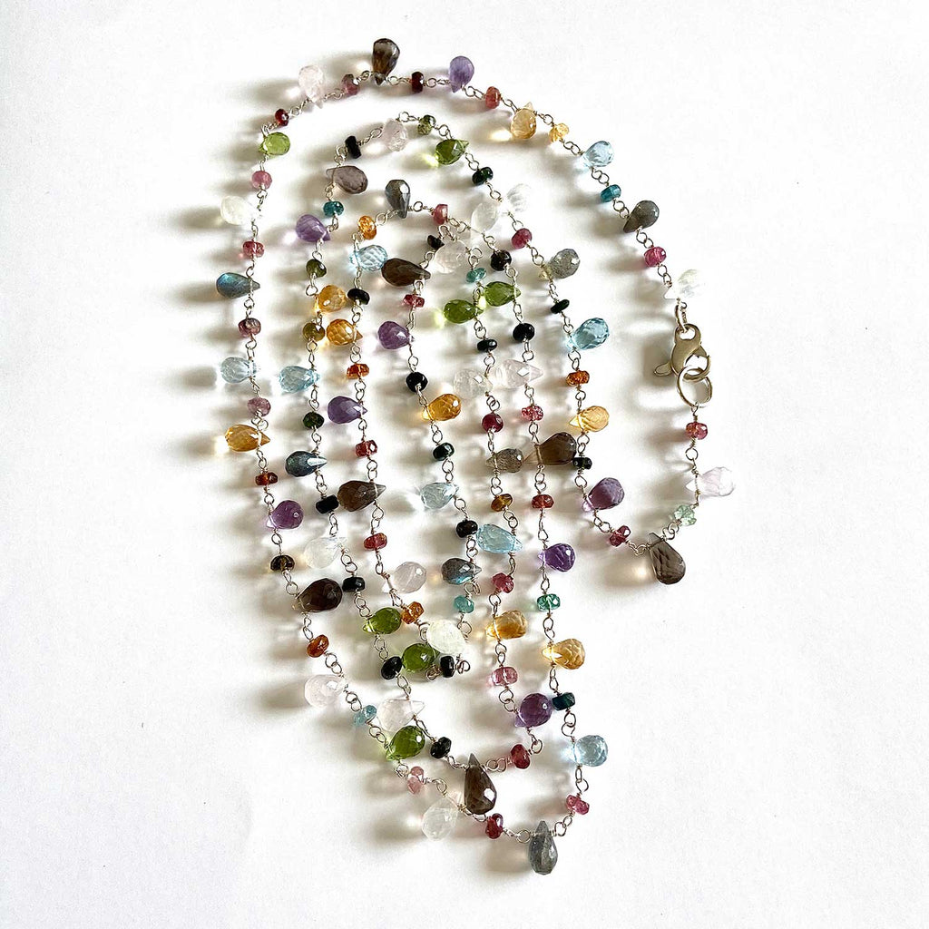 Multi-Gemstone Sterling Silver Opera Necklace |