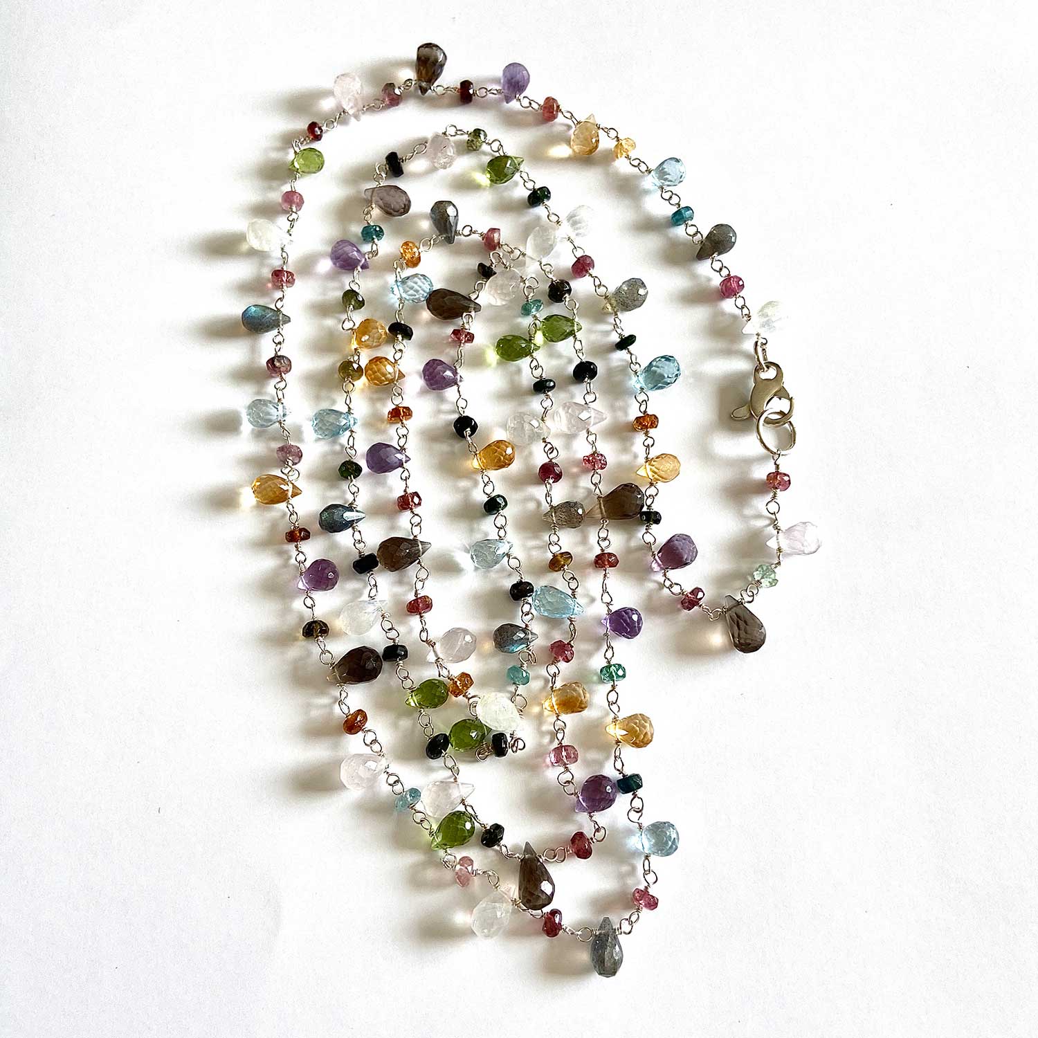 Multi-Gemstone Sterling Silver Opera Necklace |