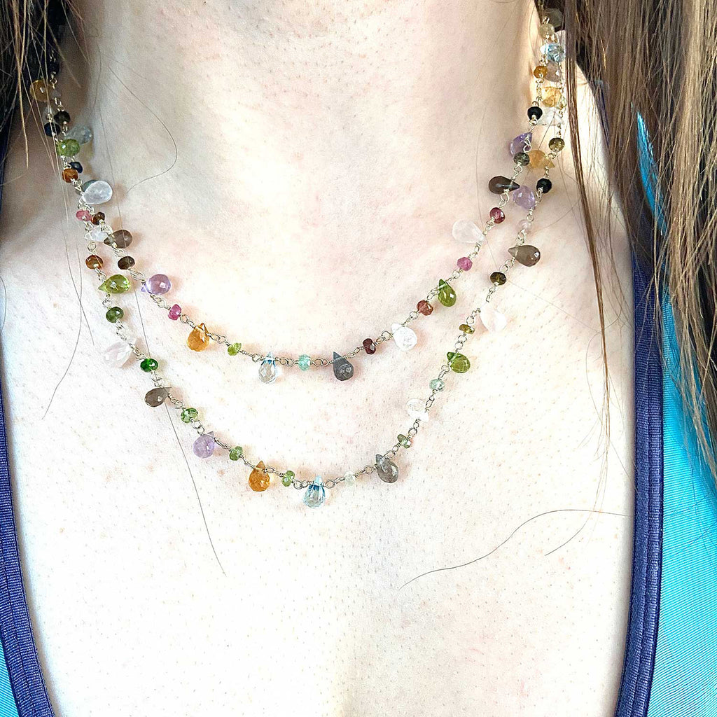 Multi-Gemstone Sterling Silver Opera Necklace |