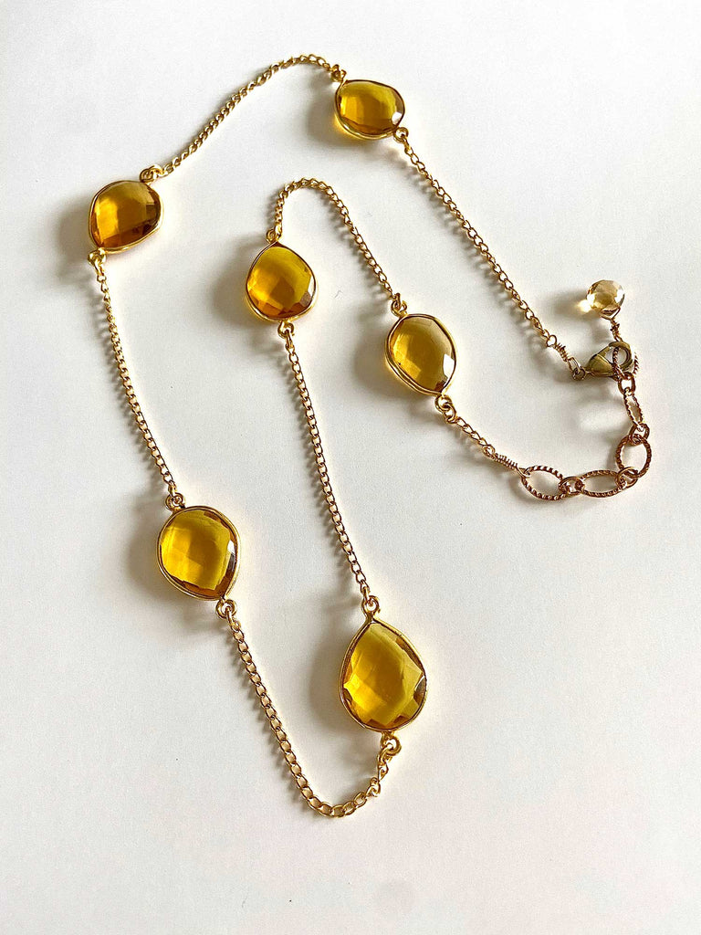 Citrine and 18K Yellow Gold Filled Necklace
