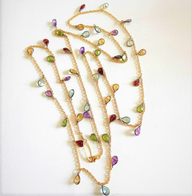 Multi-gemstone and  Oxidized Silver and Gold Necklace