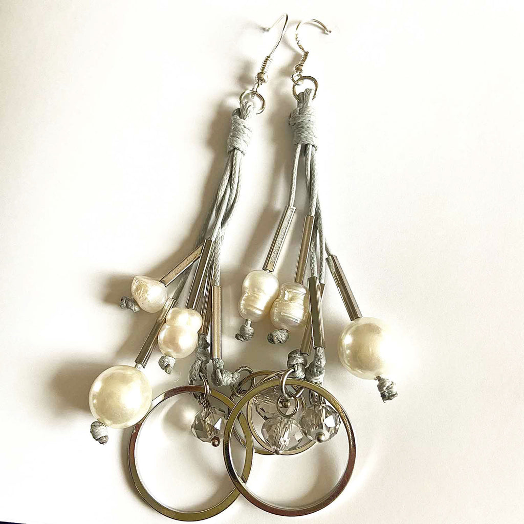 Pearl and Leather Earrings