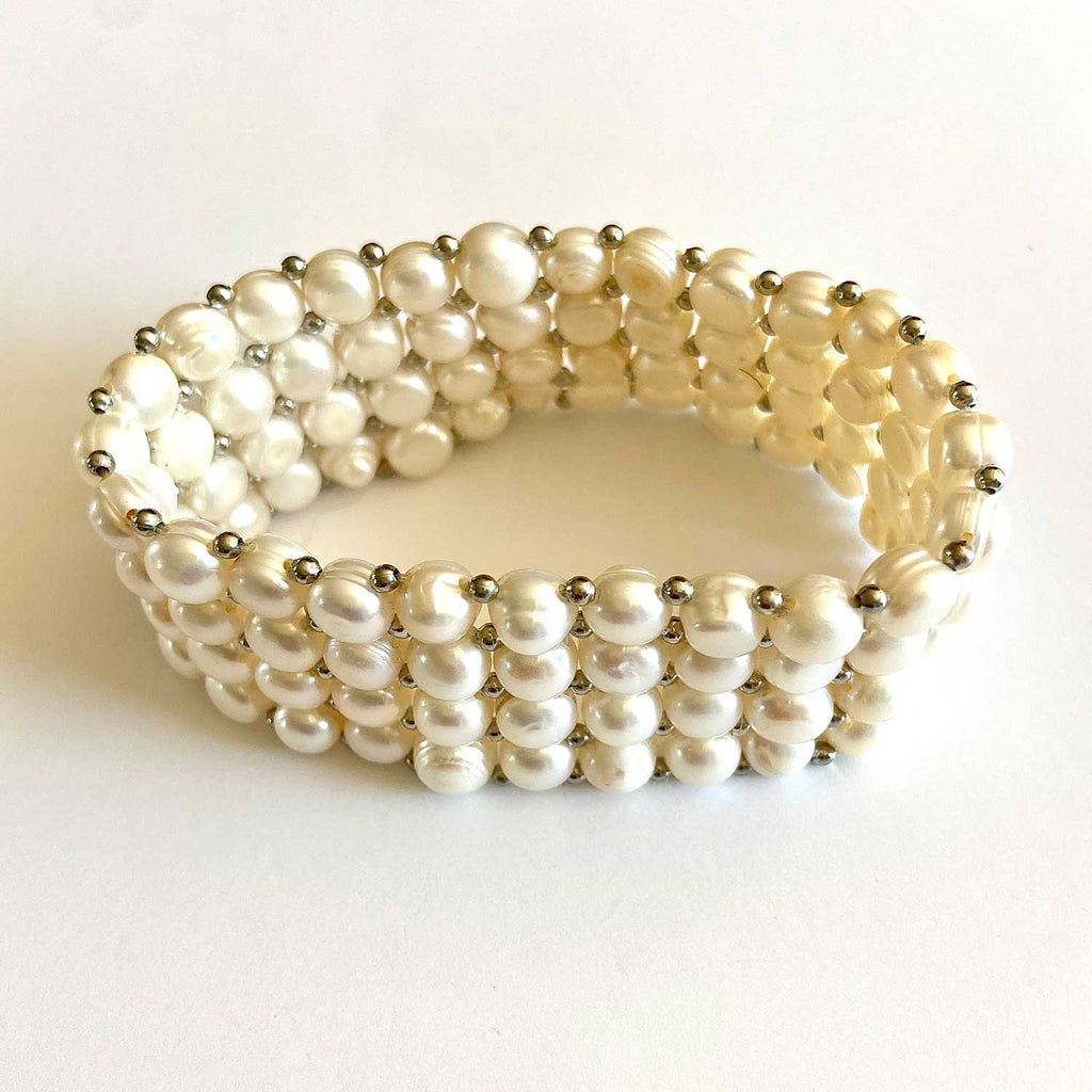 Woven Cultured Pearl Bracelet