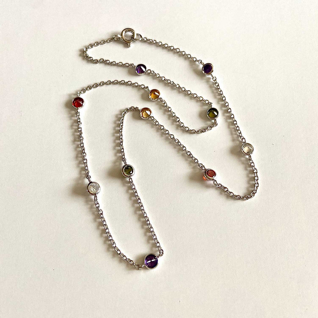 Sterling Silver and Gemstones by the Yard Necklace