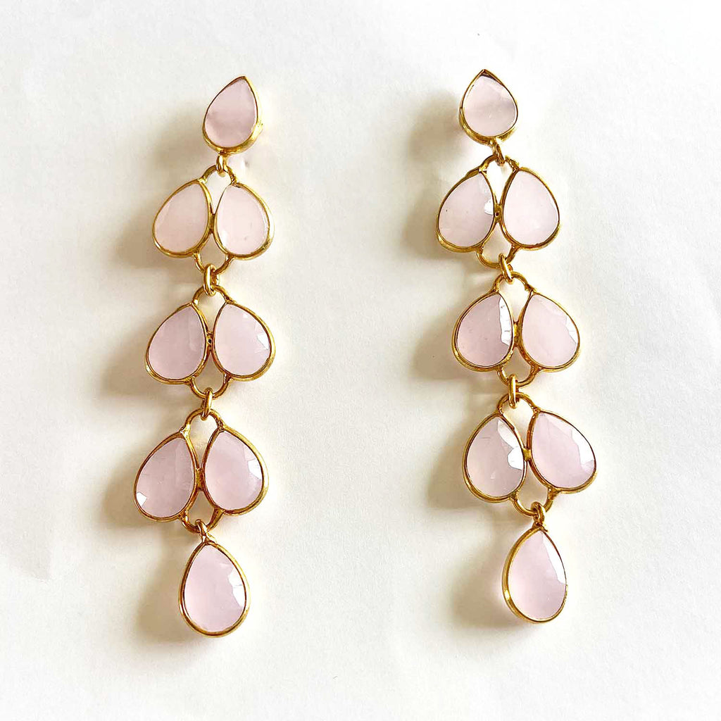 Rose Quartz Grape Cluster Earrings