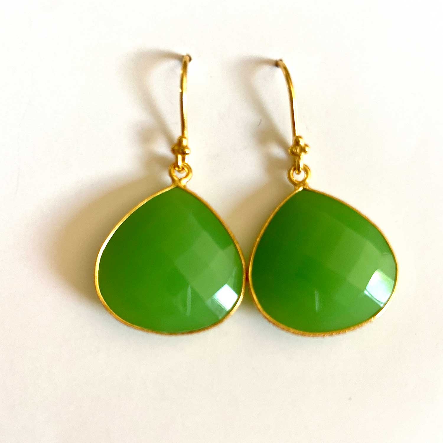 Lush Green Jade Pear Drop Earrings