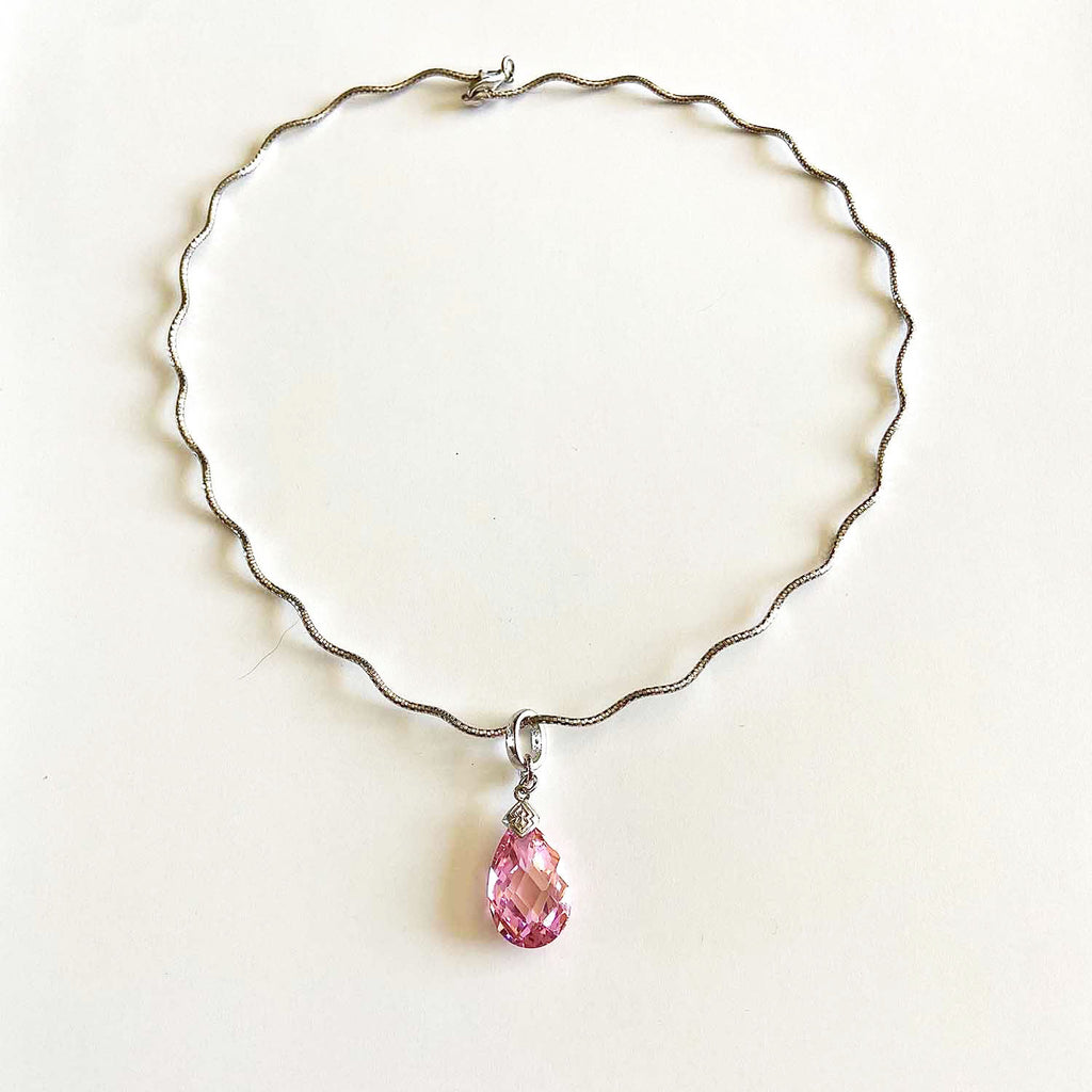 Pink Quartz Droplet Necklace