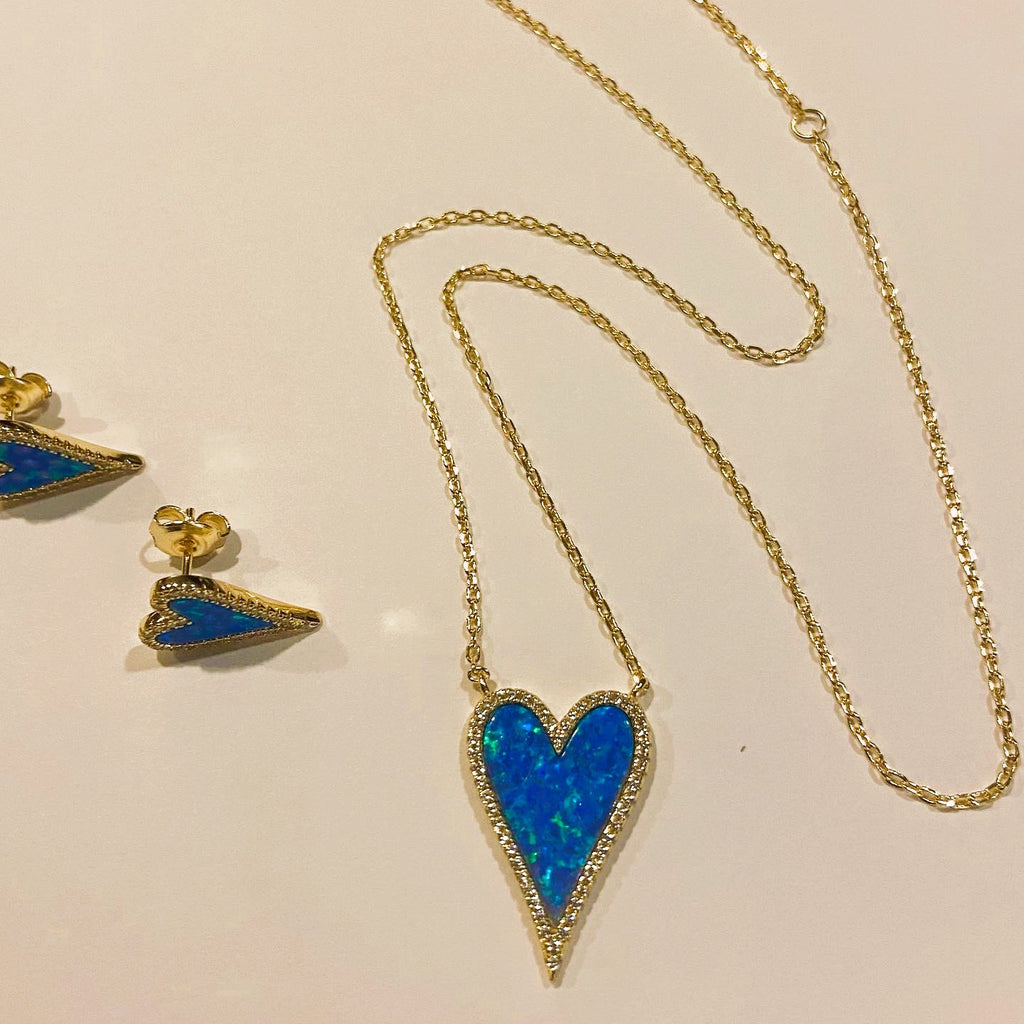 Blue Opal Heart Necklace
