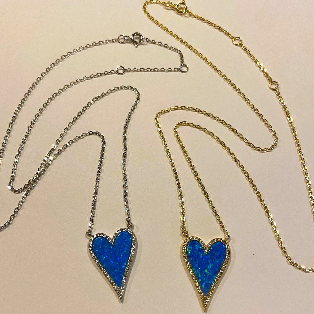 Blue Opal Heart Necklace