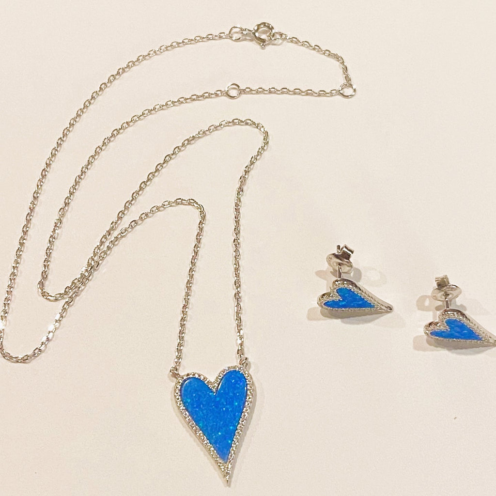 Blue Opal Heart Necklace