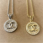 Pave Interlocked Horseshoe Pendant With Neckace