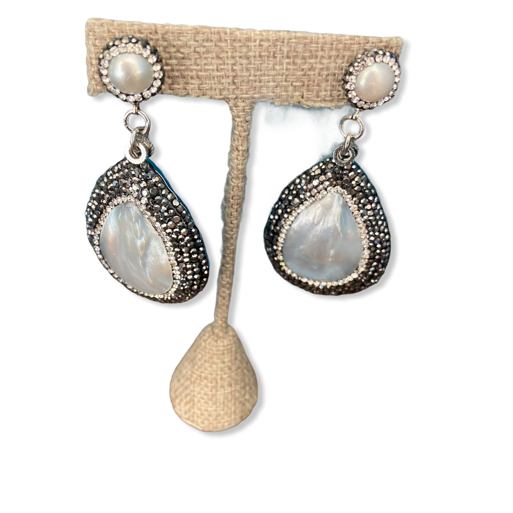Cultured Pearl Sterling Silver Drop Earrings on Posts