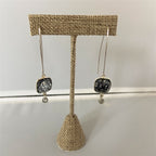 Black Rutilated Quartz Cushion Drop Earrings