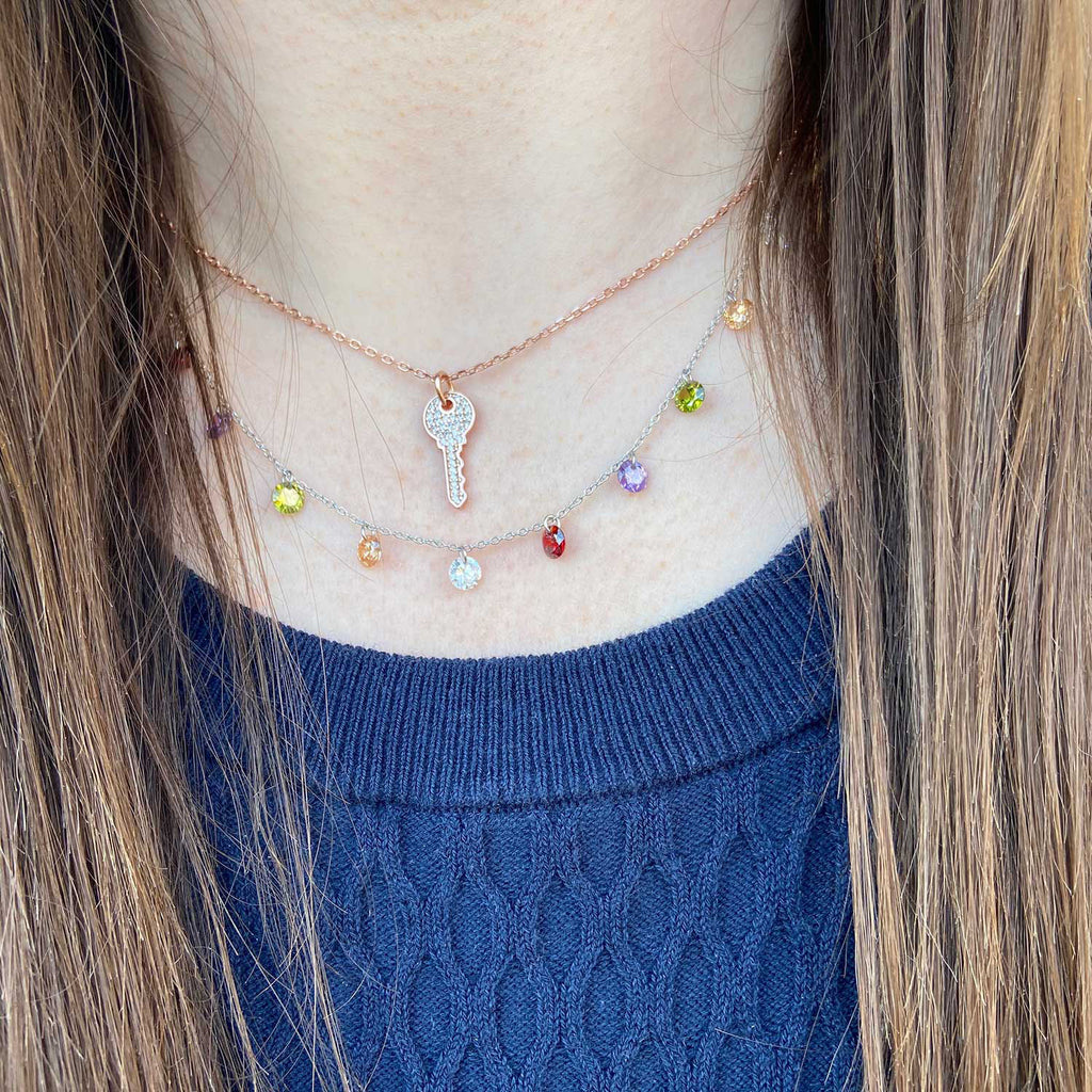 Prism Rainbow Multi-Gemstone Droplet Necklace