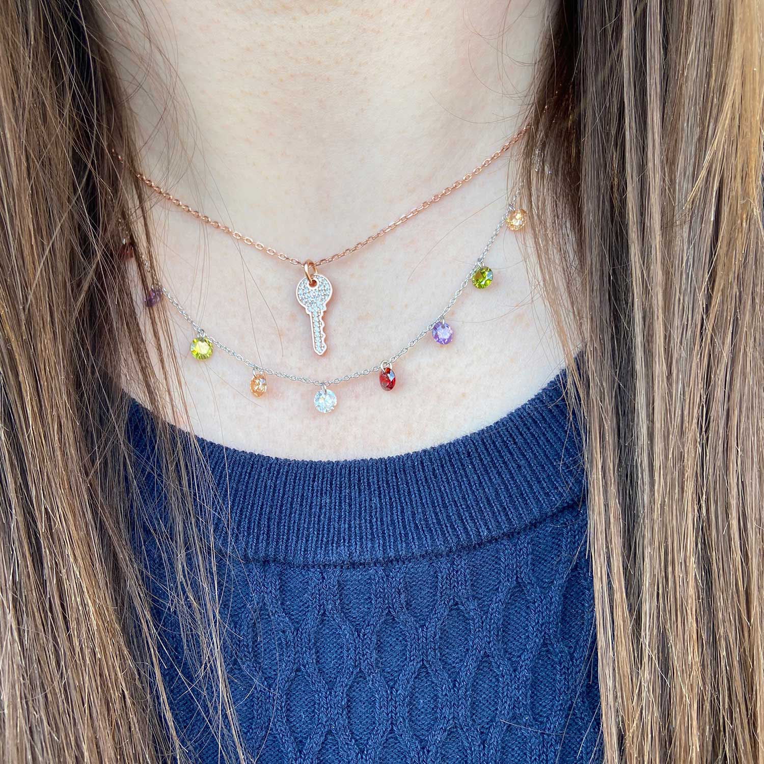 Prism Rainbow Multi-Gemstone Droplet Necklace