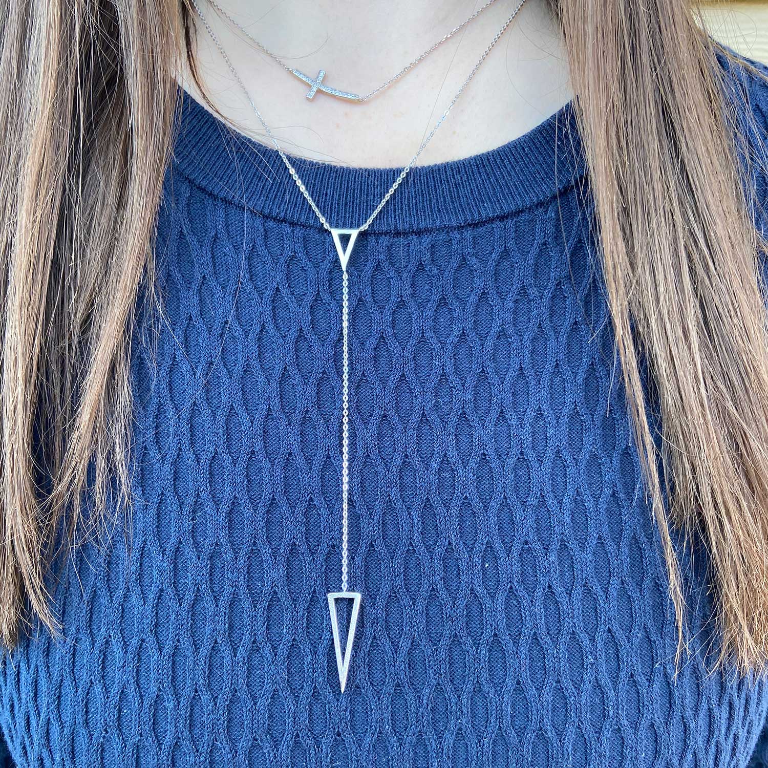 Sideways Grace Simulated Diamonds Cross Necklace