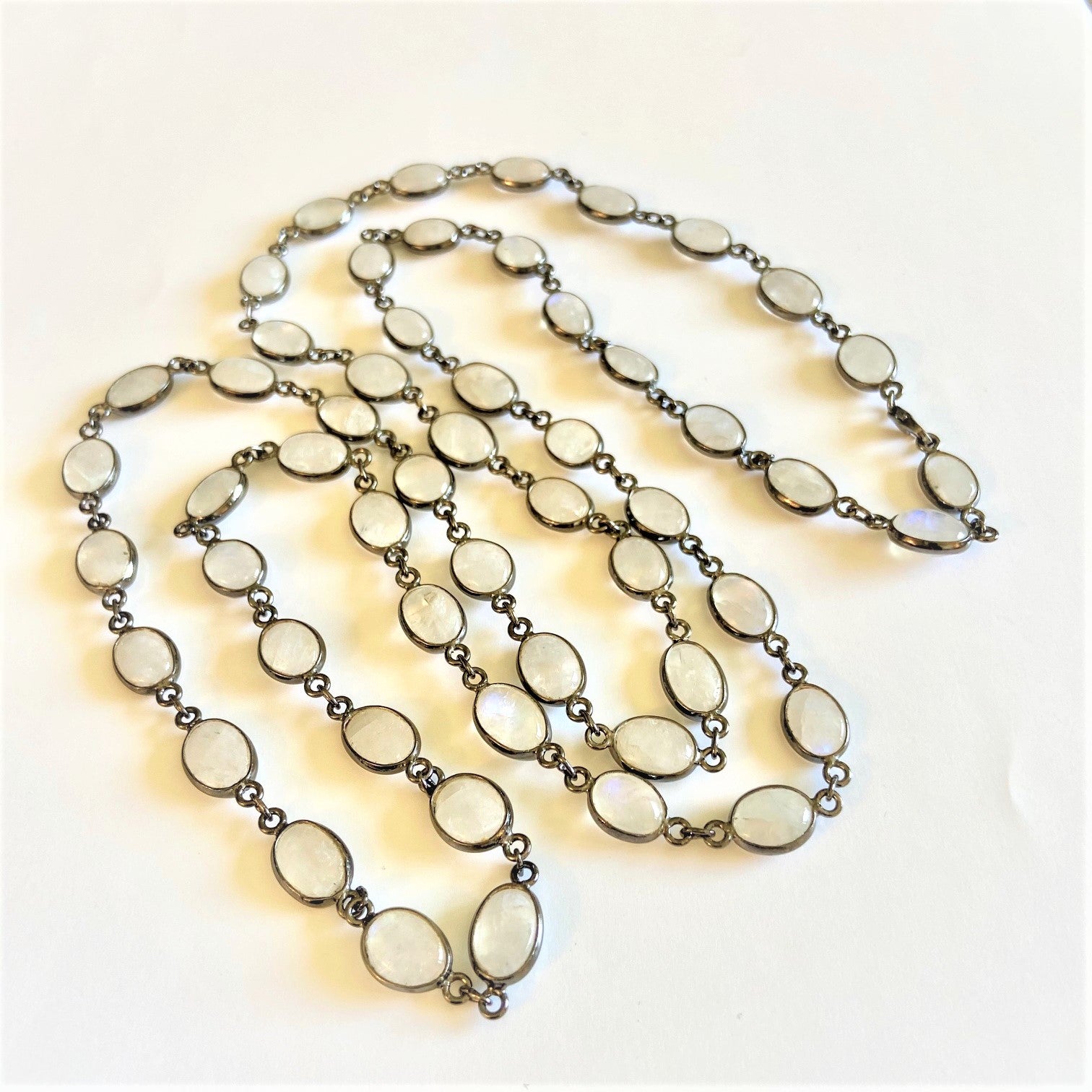 Luna Blanc Moonstone Station Necklace